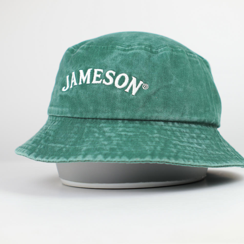 Structured bucket hat with 3D puff embroidery sample