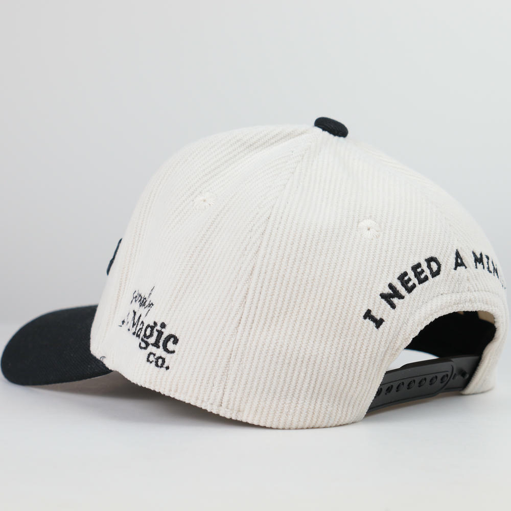 Deep crown snapback hat production sample