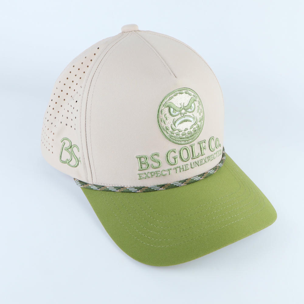 Custom golf hat with minimal logo sample
